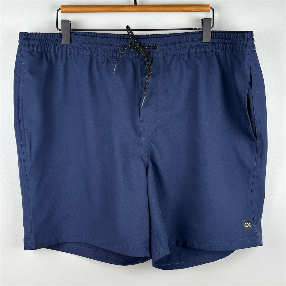 Outerknown Nomadic Volley Swim Shorts Men's XL Navy Blue Elastic Waist Quick Dry
